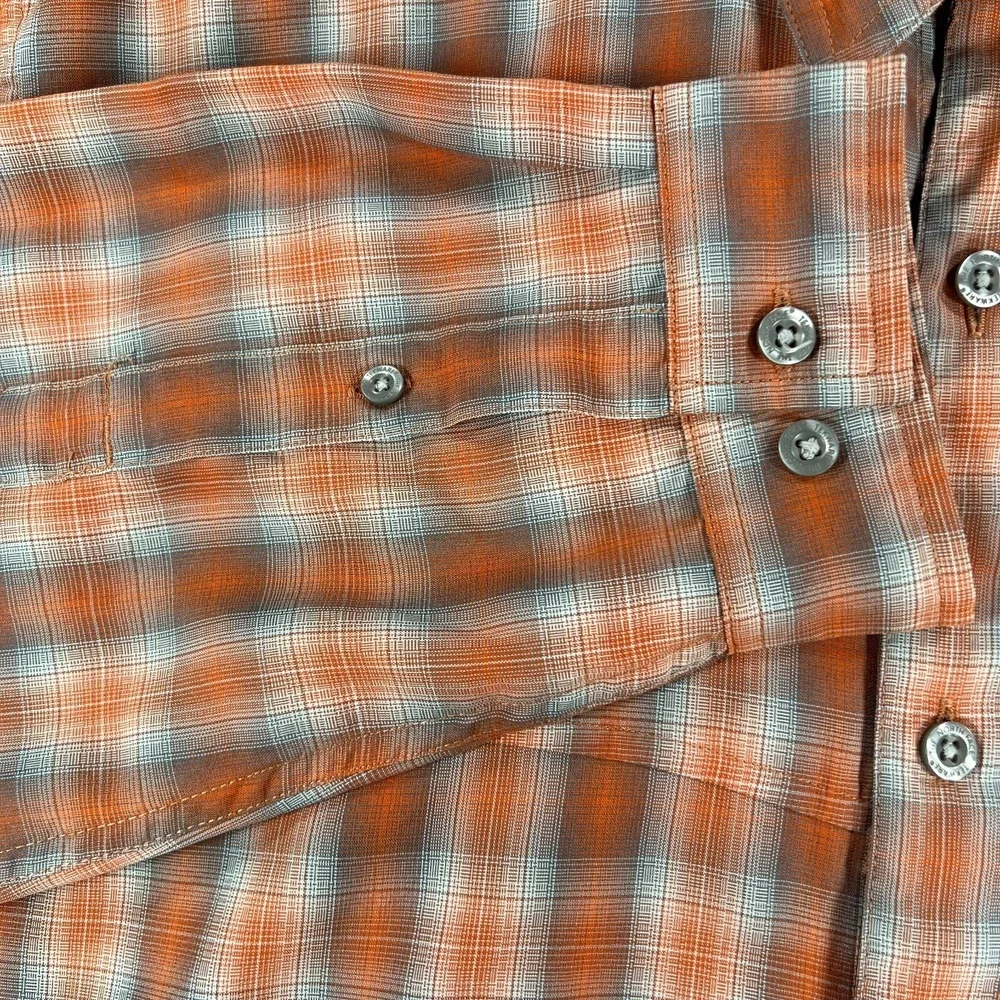 The North Face Shirt Mens XL Extra Large Orange Plaid Long Sleeve Button‎ Up